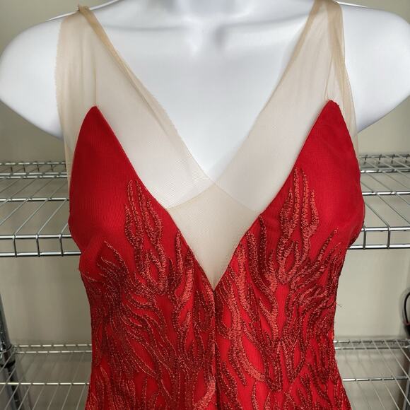 Ana Maria Mariano Red Evening Gown Est. Size 2‎ Bodycon Statement Va Va Voom - Picture 3 of 14